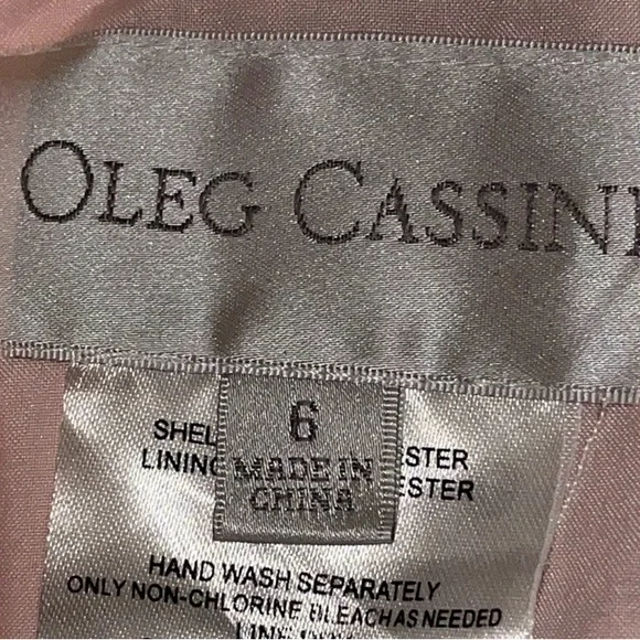 Oleg Cassini Blush Pink Formal Gown | Spaghetti Strap Maxi | Size 6 - Picture 3 of 11